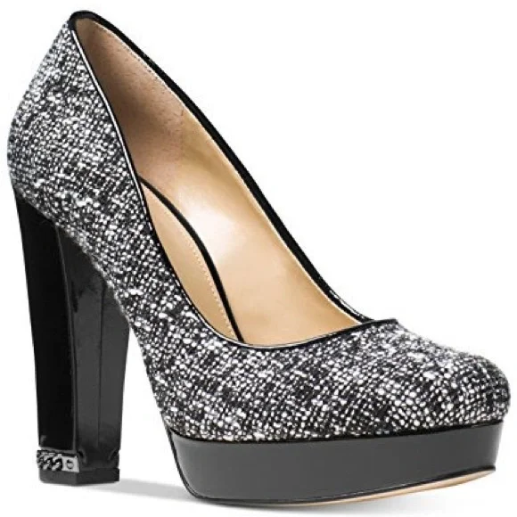 Michael Kors Sabrina Chain Heel Tweed Pumps - Picture 15 of 15